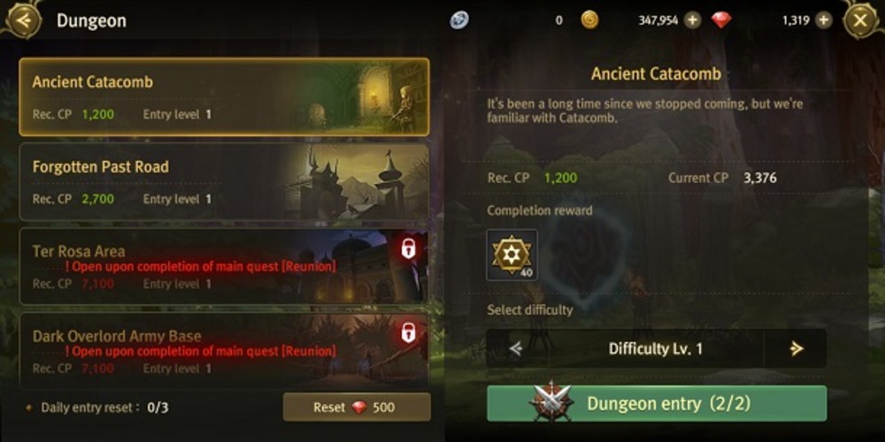 Tampilan Dungeon didalam permainan